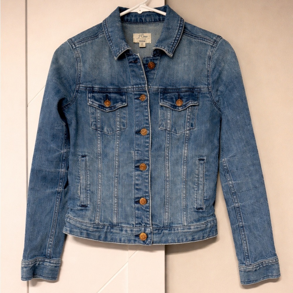 J.Crew Classic Denim Jean Jacket Medium Wash Blue Size XS
